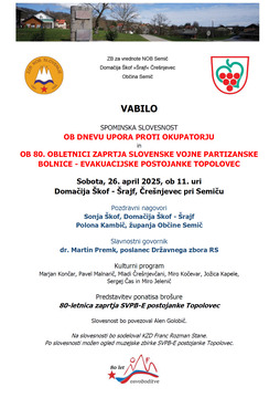 Vabilo - dan upora proti okupatorju in 80 let Topolovec